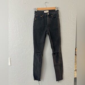 We The Free Black Distressed Skinny Jeans